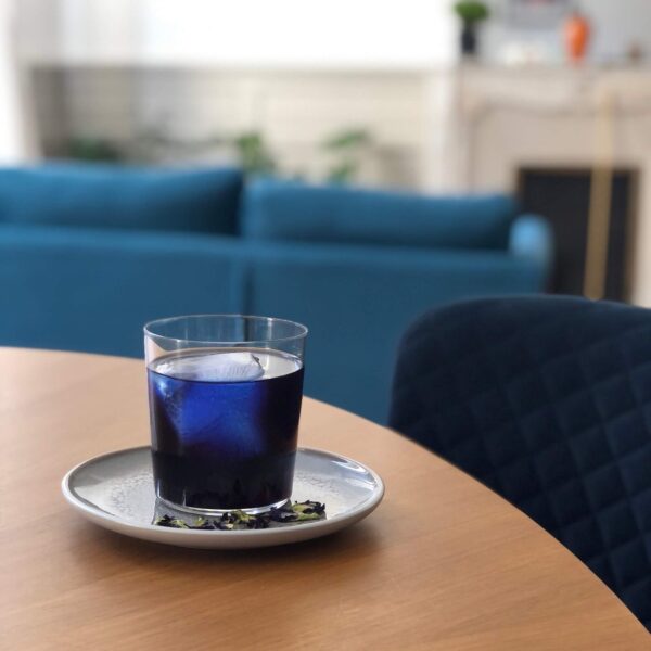 Refreshing cold blue tea