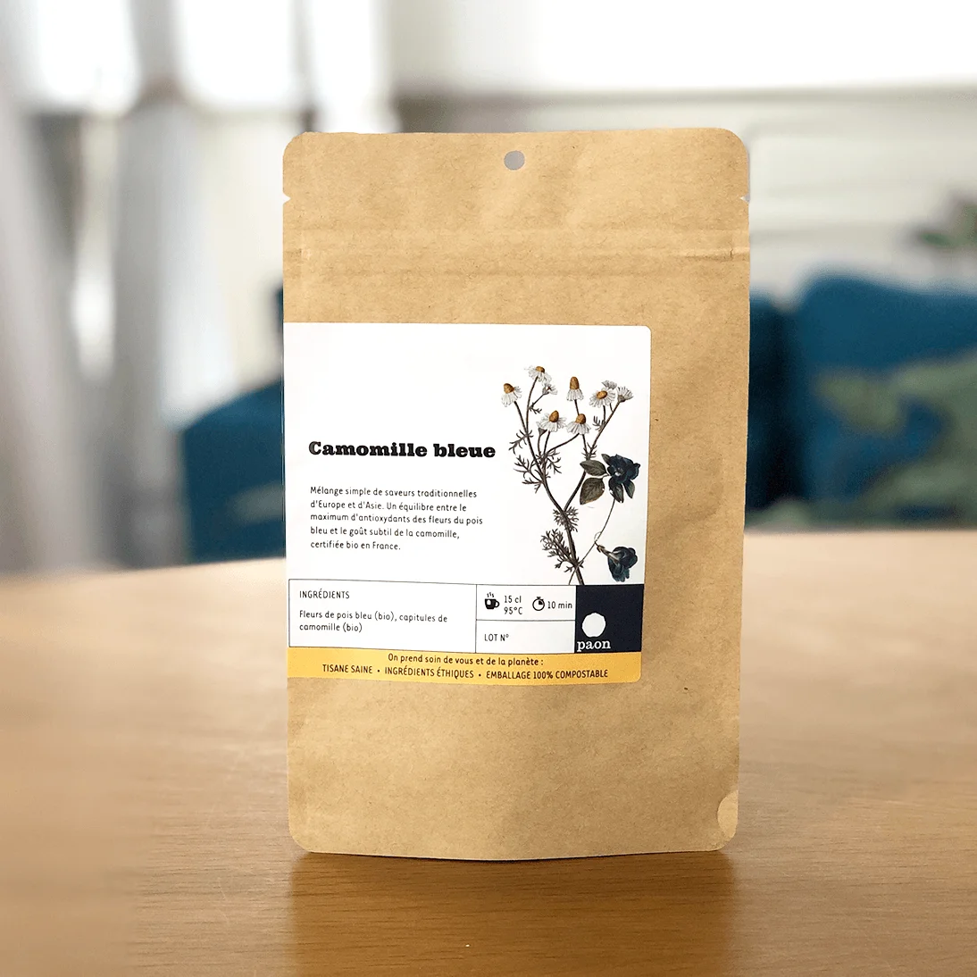 Front of packet of Camomille Bleue