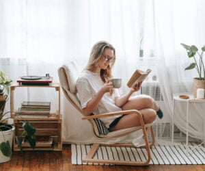 Woman drinking tisane